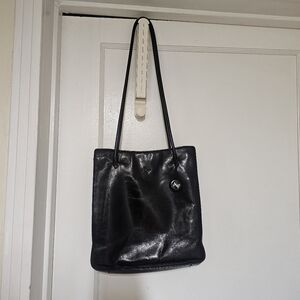Black Leather Shoulder Tote Bag Monsac Original